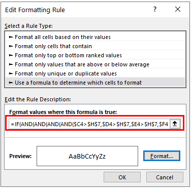 highlight rows if formula