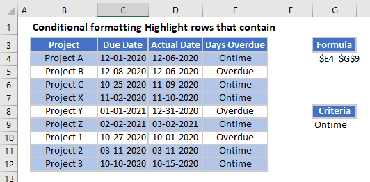 highlight rows that contain master