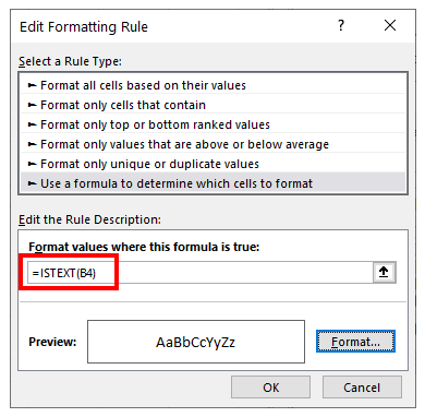 if cell contains text formula