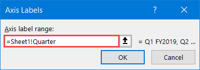 Insert the named range with the axis labels