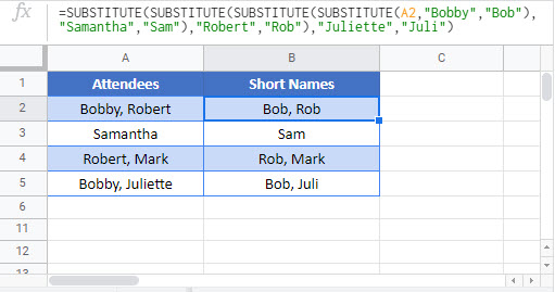 substitute multiple values Google Function