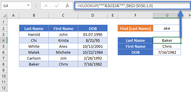 vlookup funtion partial match