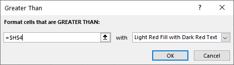 conditional formatting greater than box