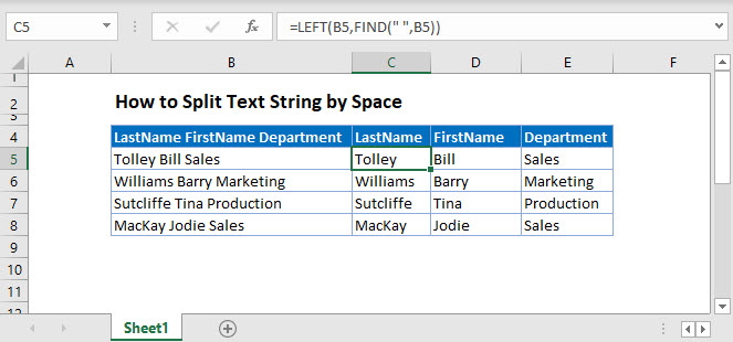 split text space comma Main Function