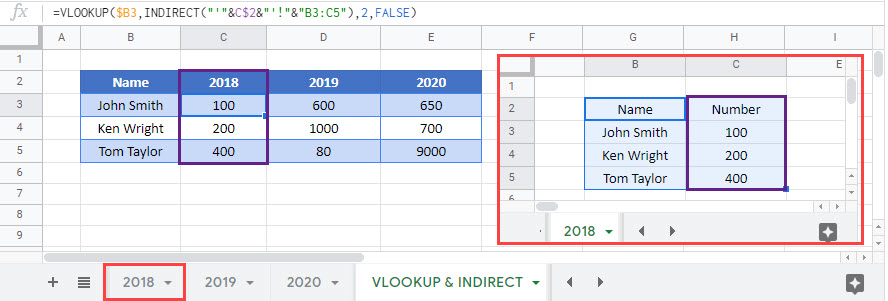 vlookup-indirect Google Function