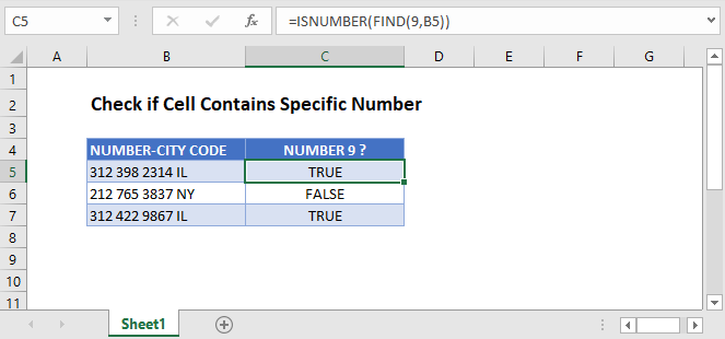 Check If Cell Contains Specific Number in Excel