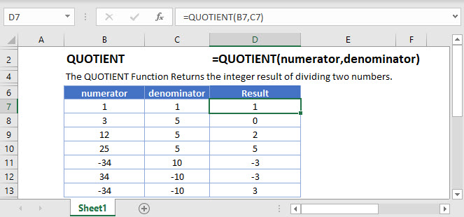 QUOTIENT Main Function