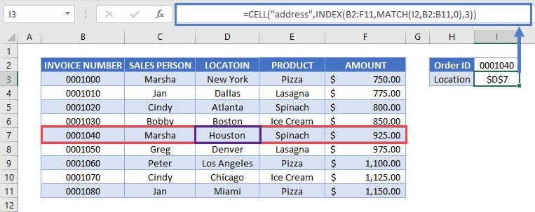 Return Cell Address Instead of Value 01