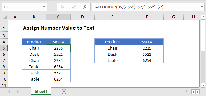 assign number value to text Main