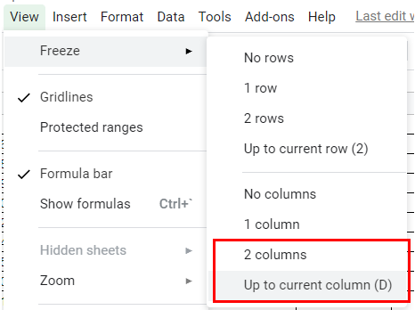 excel freeze columns freeze multiple google sheets