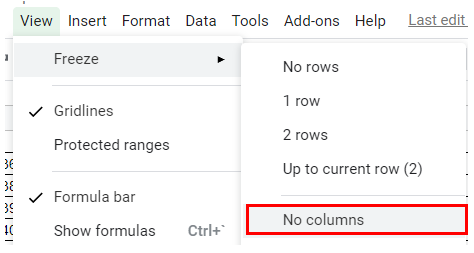 excel freeze columns unfreeze google sheets