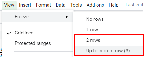 excel freeze rows multiple google sheets