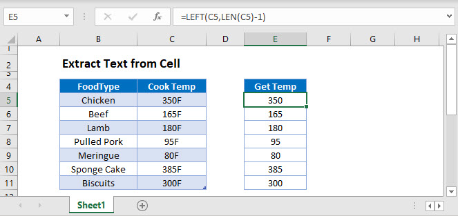 extract text from cell main