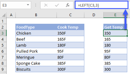 extract text left excel