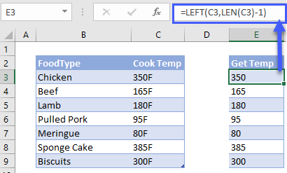 extract text left len excel