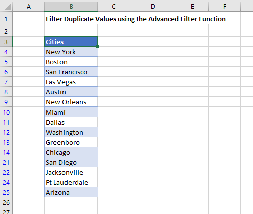filter duplicate values 01