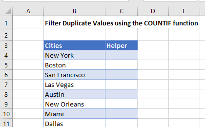 filter duplicate values 10