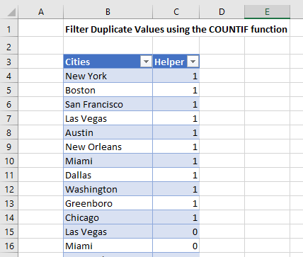 filter duplicate values 13