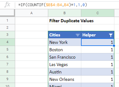 filter duplicate values 16