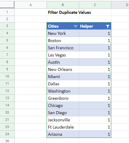 filter duplicate values 19