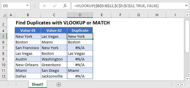 find duplicates vlookup match