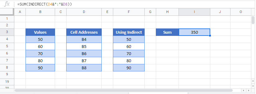 use cell value in formula Google