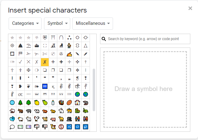 How to Insert Cross Text Symbol in Excel & Google Sheets