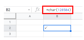 InsertTick char googlesheets