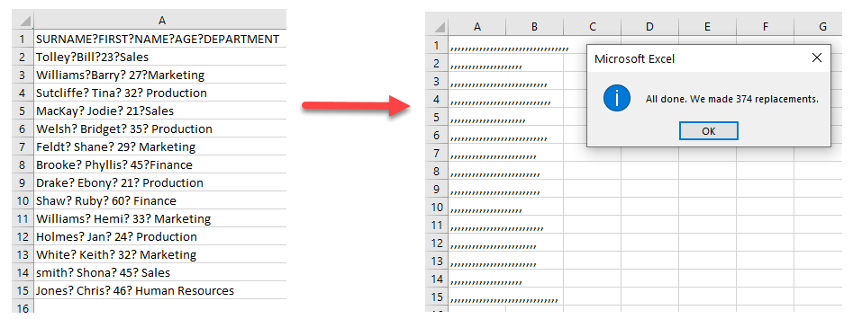 findreplace question result