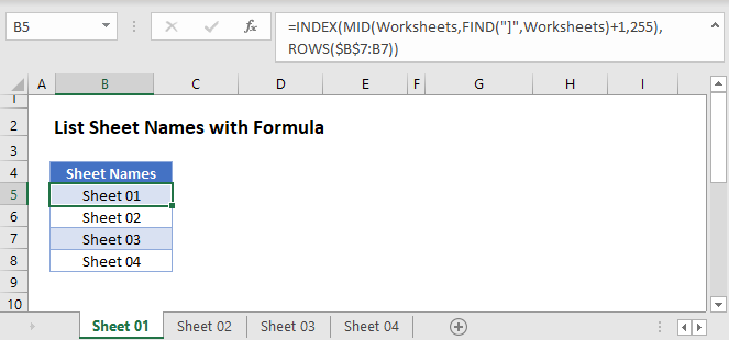 list sheet names Main Function