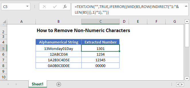 remove non numeric characters Main Function