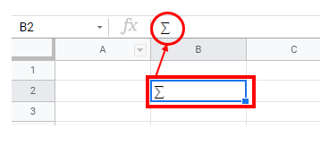 sum insert symbol google sheets