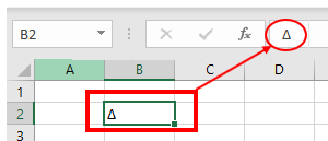 symbols insert delta symbol