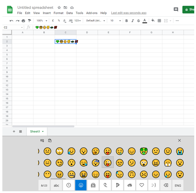 symbols insert emojis google sheets
