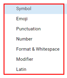 symbols insert google doc list