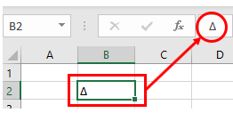 symbols show delta excel