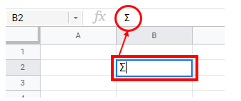 symbols insert sum google sheets