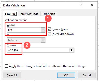 DropDownSort DataValidationFormula