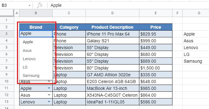 DropDownSort GoogleSheets Final