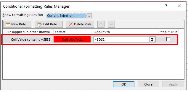 DropDown CF Rule manager