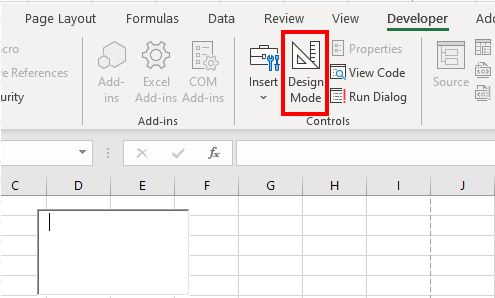 Excel TextBox DesignMode