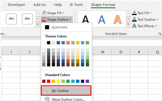 Excel TextBox Shape Format