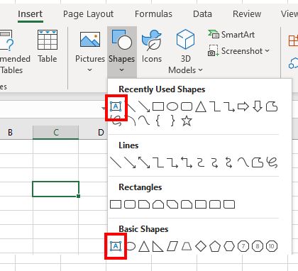 Excel TextBox Shapes