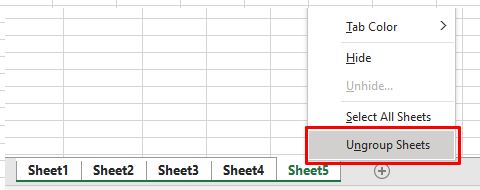 Grouping ungroup sheets