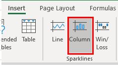 Sparklines Insert Column