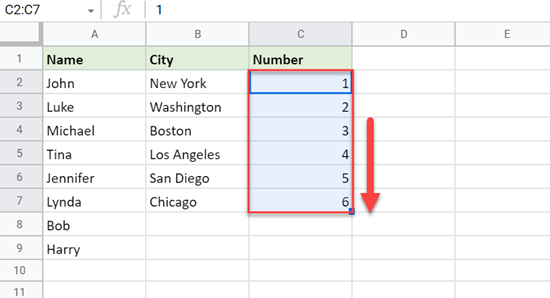 auto fill numbers google sheets 2