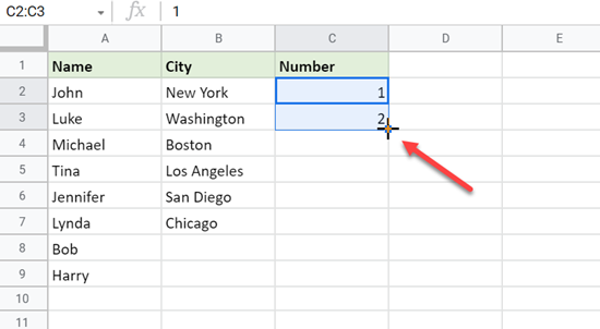auto fill numbers google sheets