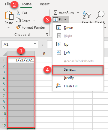 autofill months fill command series 4a