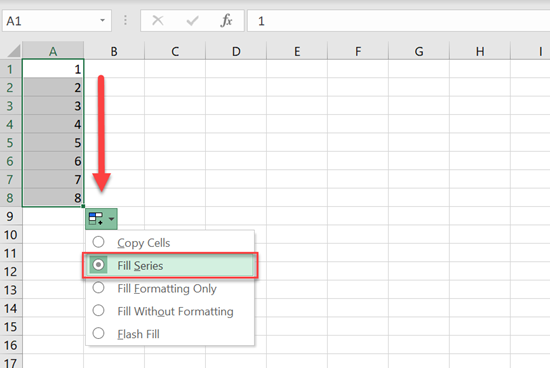 autofill numbers excel