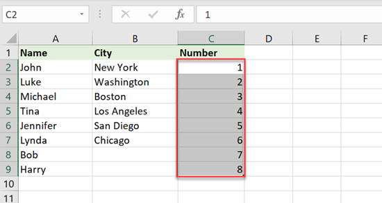 autofill numbers fill series 2